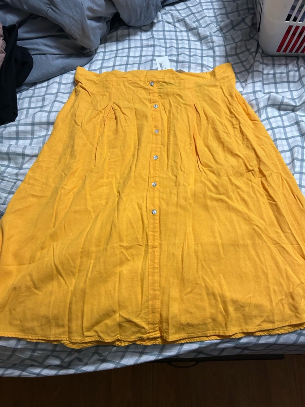 Vero Moda Sunflower Yellow Button-Front semi sheer A-Line Skirt